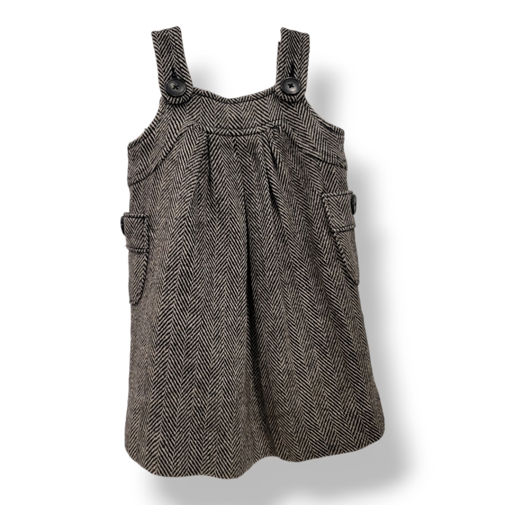 Gap Black And White Wool Blend Sleeveless Dress - 12-18 Months
